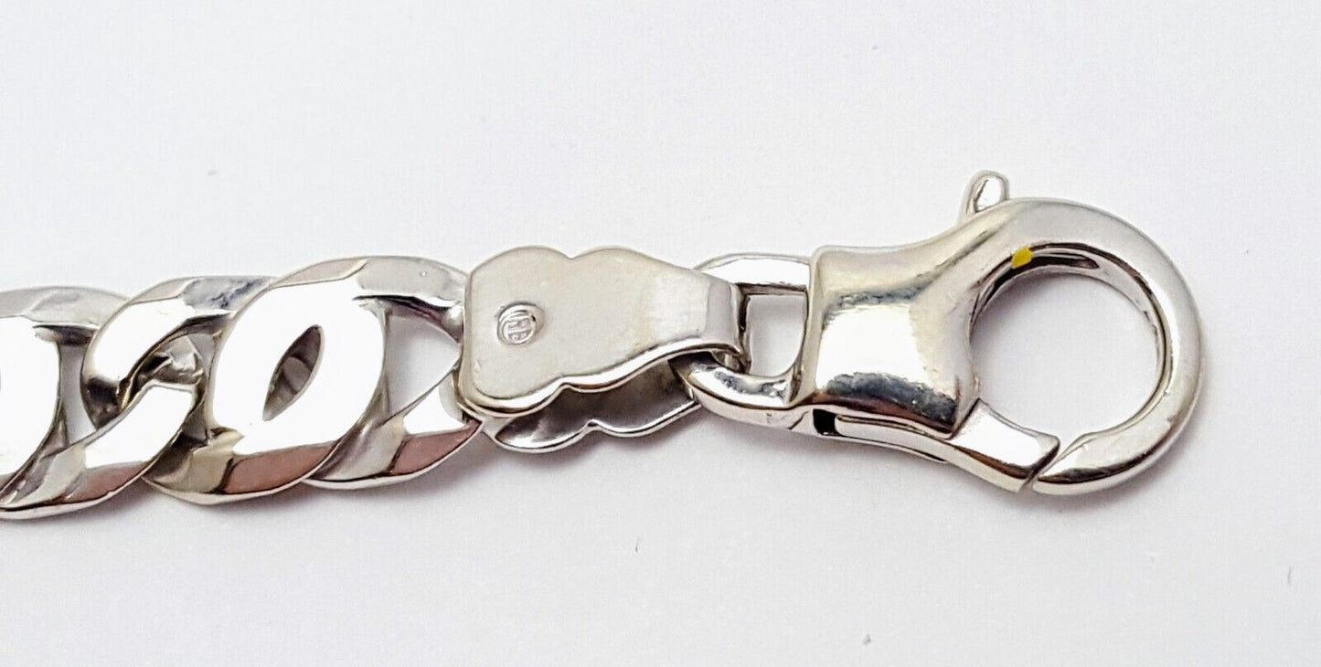 Unique 10K Karat Solid White Gold Custom Design Figaro Link Bracelet Italy Made